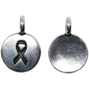 Lot of 10 TierraCast Awareness Ribbon Charm Antiqued Silver Plated
